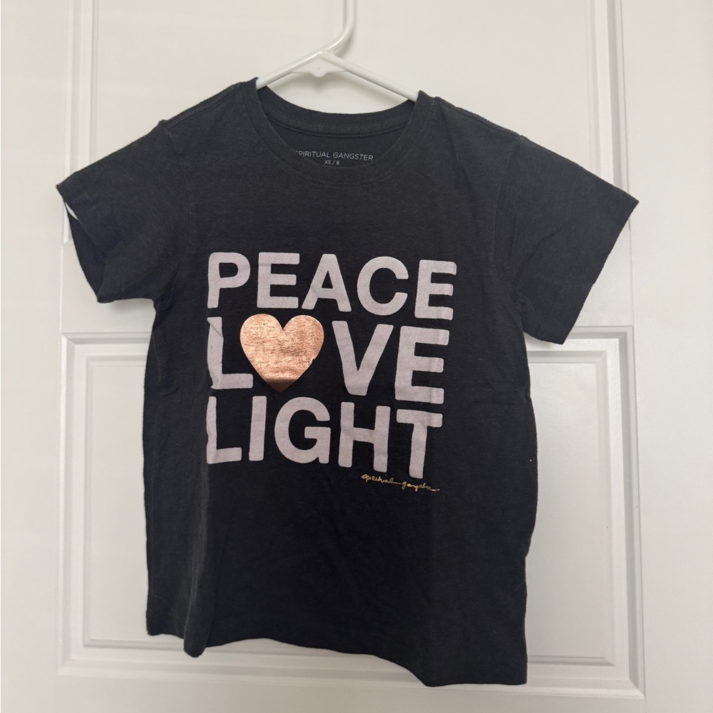 Spiritual Gangster Peace Love Light Free T Shirt Kids Size 8 Girls